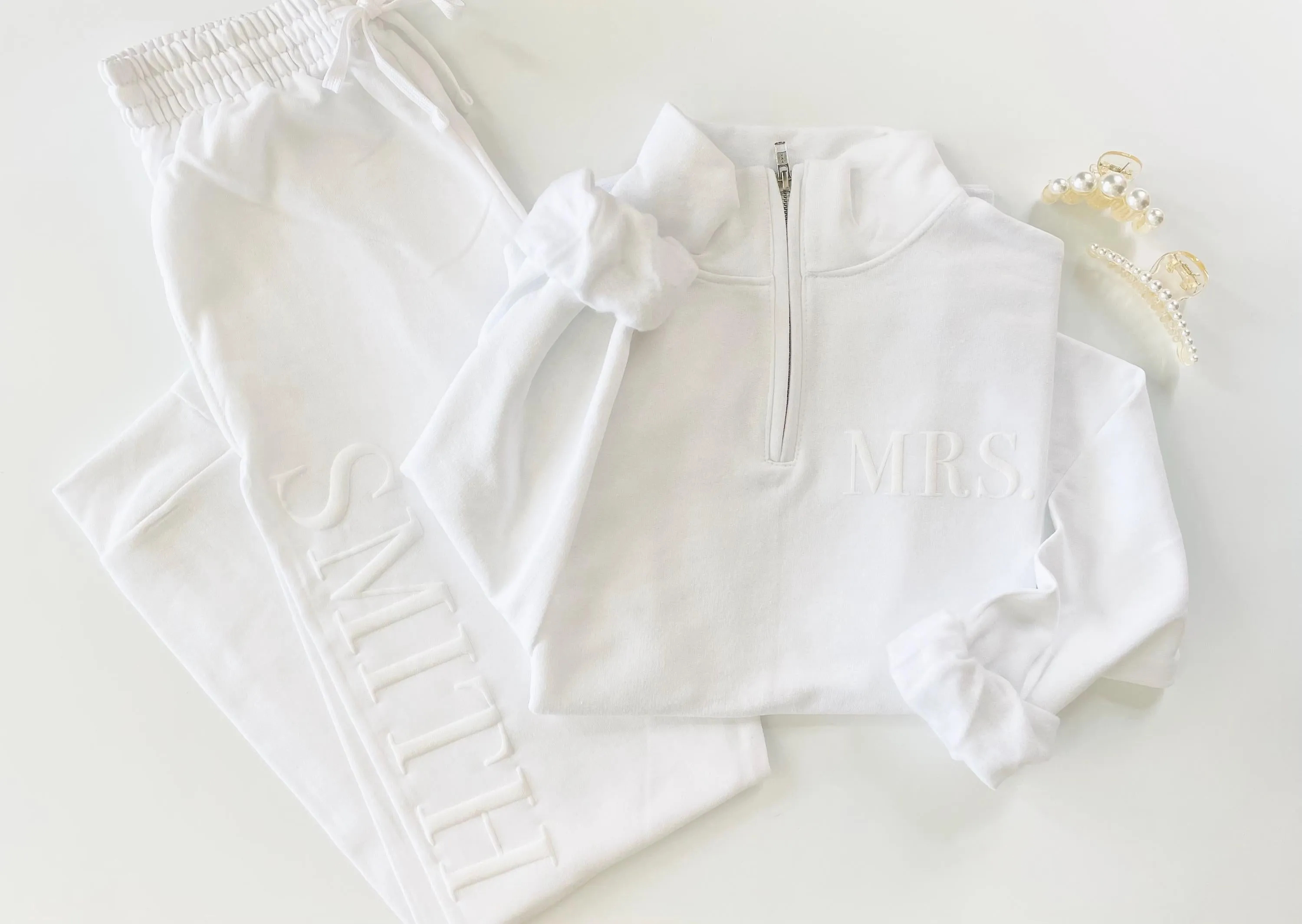 Embossed Bridal Sweatsuit Honeymoon Outfit