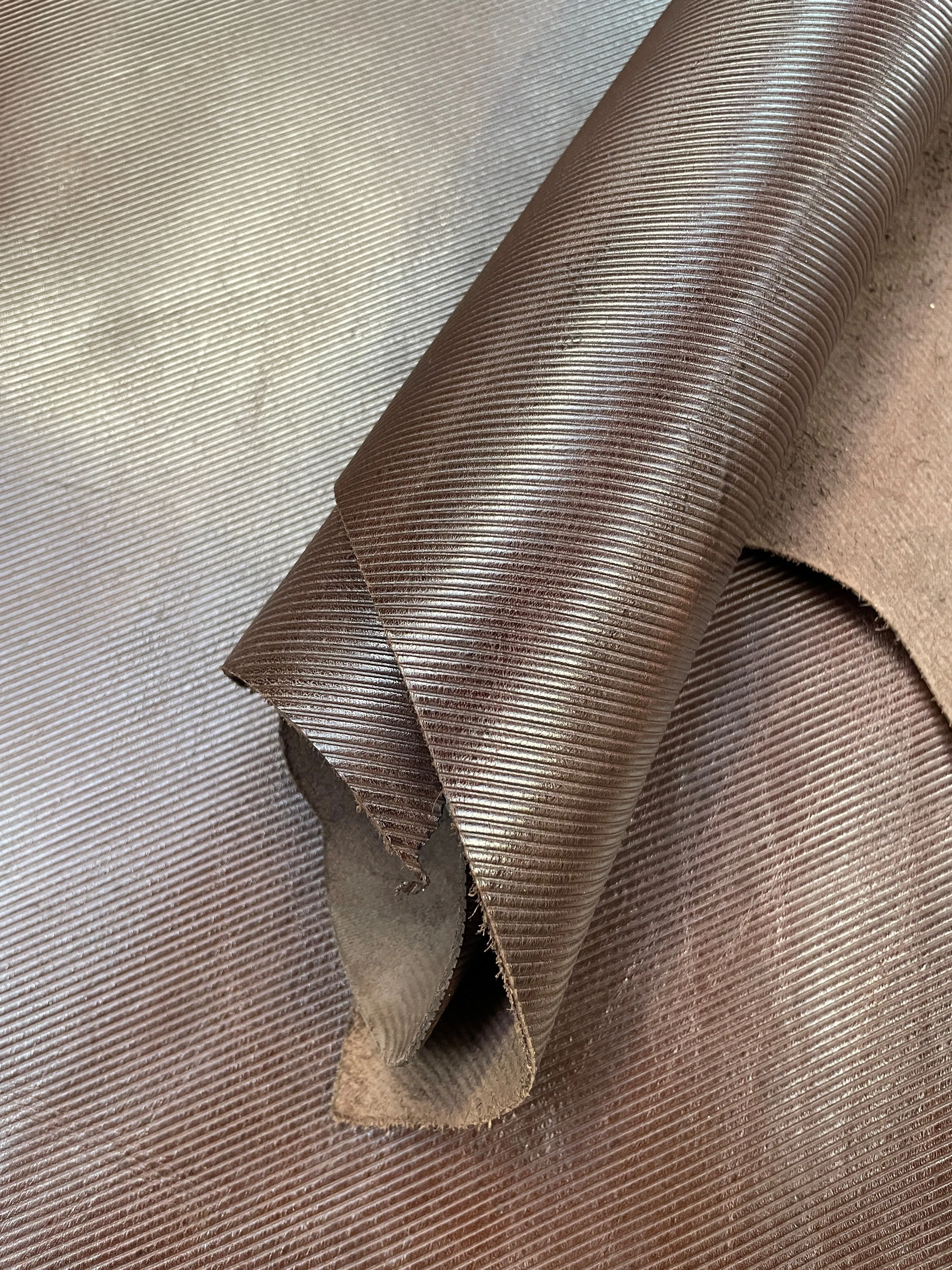 Embossed Stripe Cow Side (Special) | Brown | 1.0mm | 20 sq.ft | $140 ea.