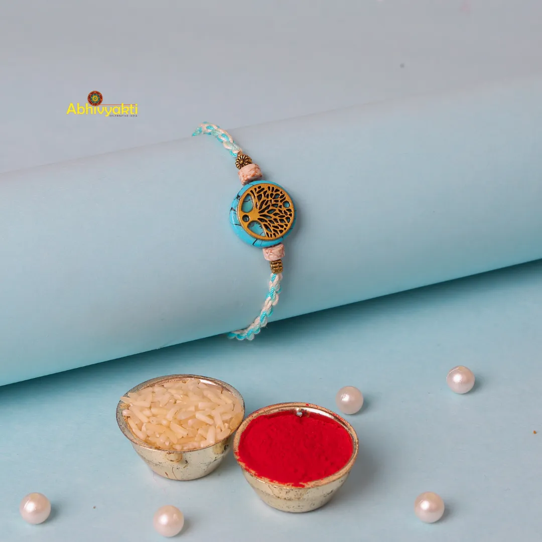 Enchanting 'Tree of Life' Gold Plated Rakhi INDIA