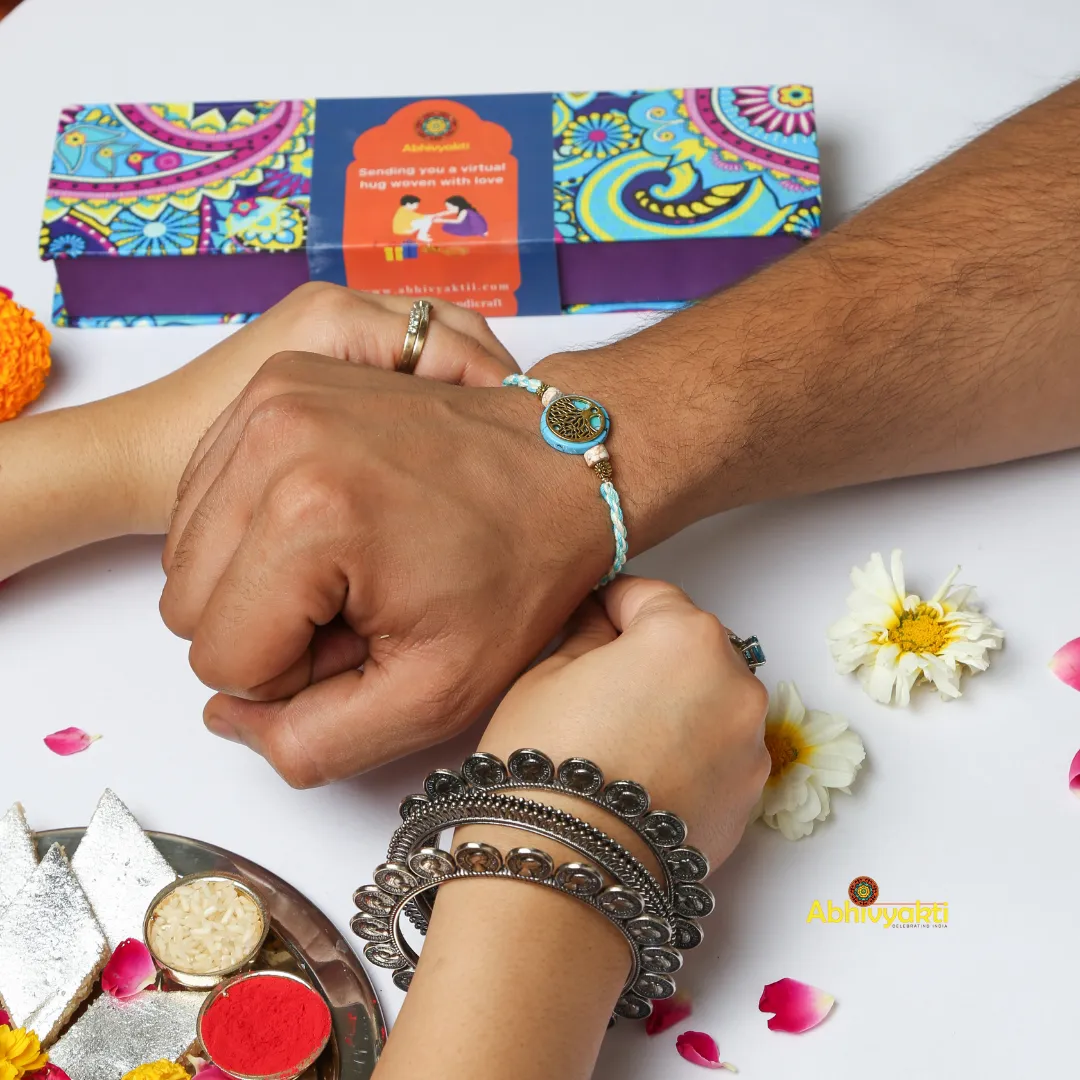 Enchanting 'Tree of Life' Gold Plated Rakhi INDIA