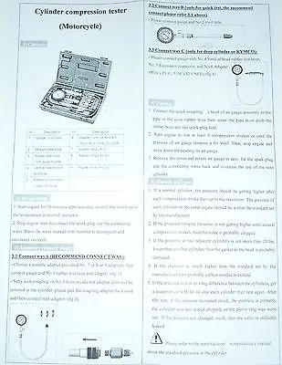 ENGINE CYLINDER COMPRESSION TESTER KIT FOR MOTOR CYCLES - NEW IN CASE.