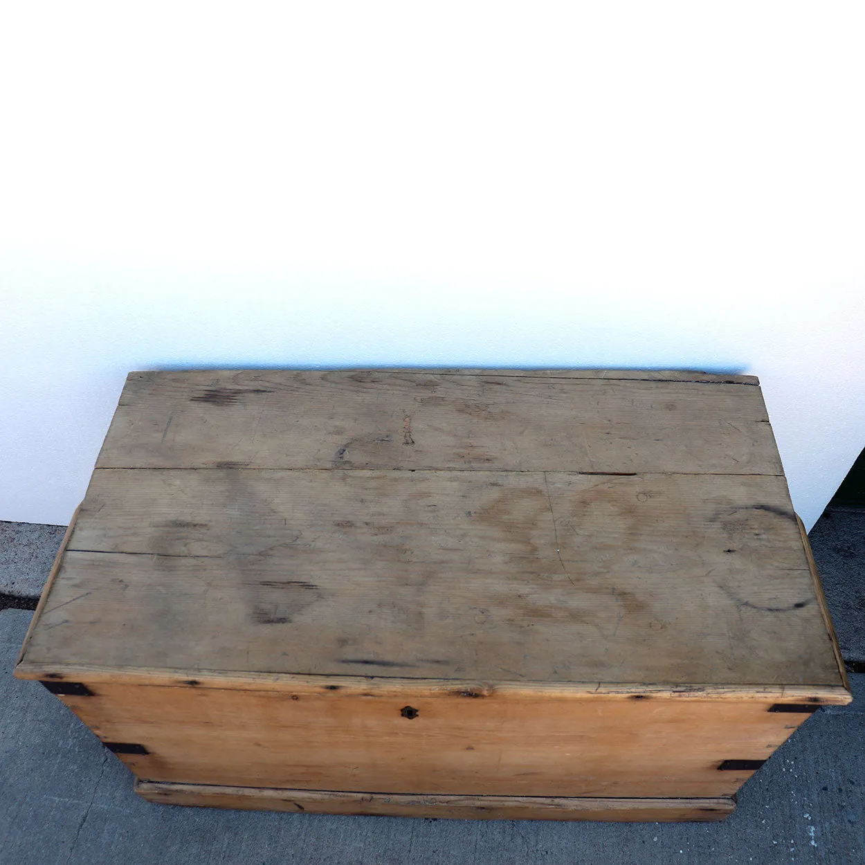 English Victorian Iron Mounted Pine Blanket Chest