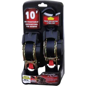 ERICKSON 1" X 10' RETRACTABLE RATCHET STRAP 1200LS 2-PACK