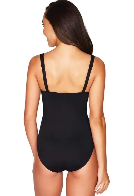 ESSENTIALS TWIST FRONT ONEPIECE-BLACK