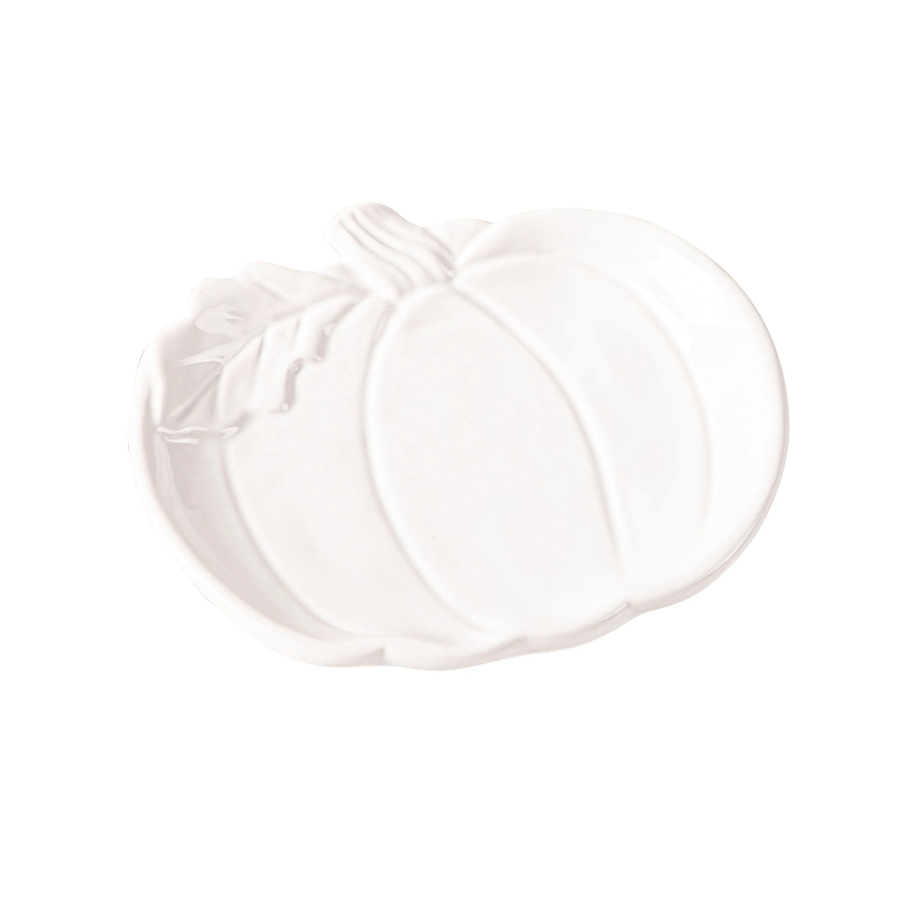 Evergreen Home Accents,6.25" Ceramic Pumpkin Shaped Appetizer Plates, Forest Finds,6.3x5.75x1 Inches