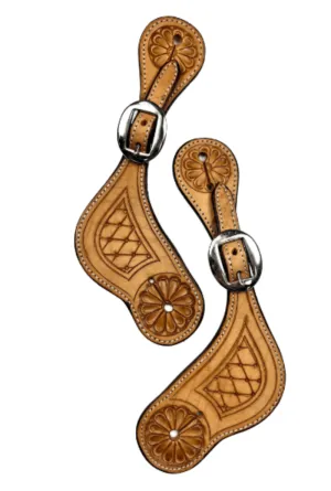 Ezy Ride Spur Straps Shaped with Diamond Stamping and Flowers