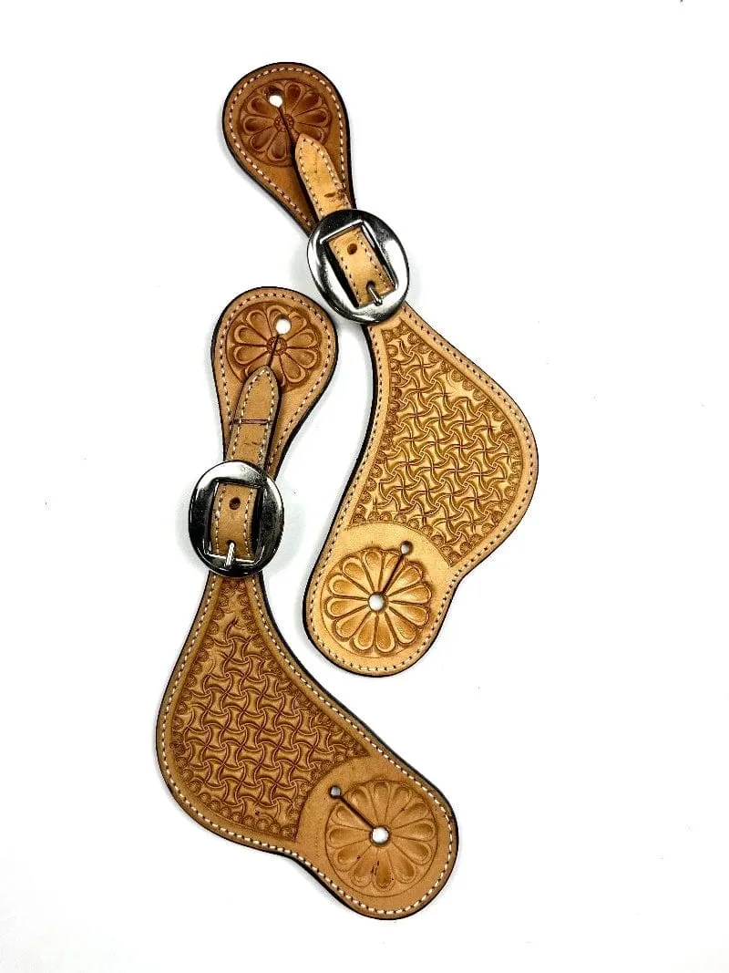 Ezy Ride Spur Straps Shaped with Weave Stamping & Flowers