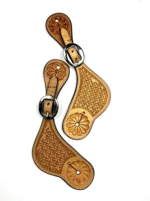 Ezy Ride Spur Straps Shaped with Weave Stamping & Flowers