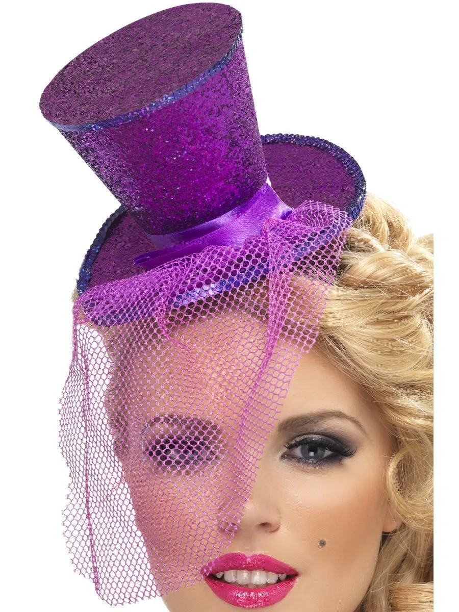 Fever Purple Mini Top Hat on Headband