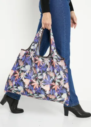 Foldable shopping bag with floral pattern