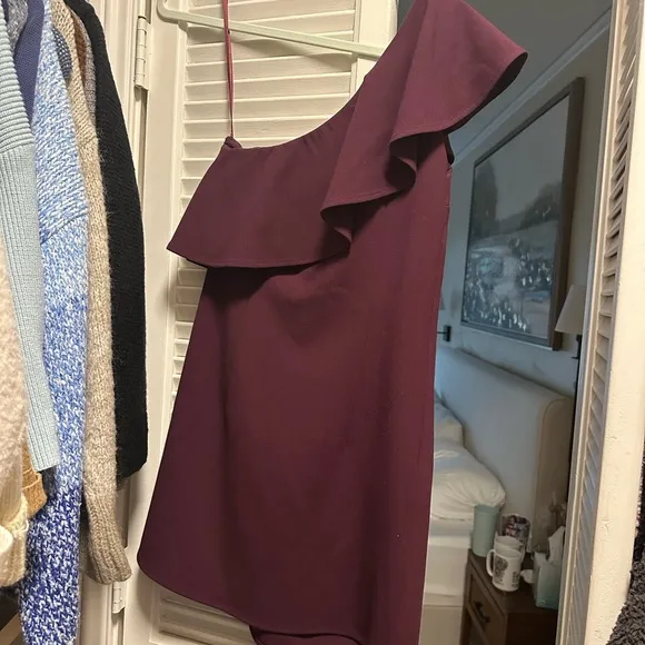 French Connection One Shoulder Ruffle Mini Dress