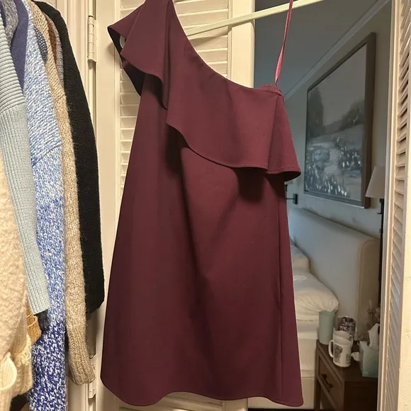French Connection One Shoulder Ruffle Mini Dress