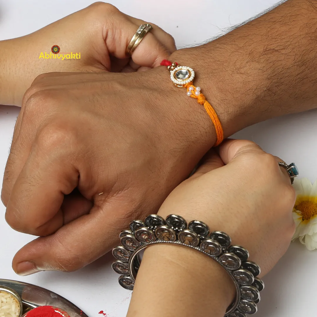 Gold Plated Kundan Rakhi INDIA
