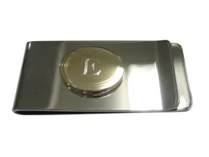 Gold Toned Etched Oval Letter E Monogram Money Clip