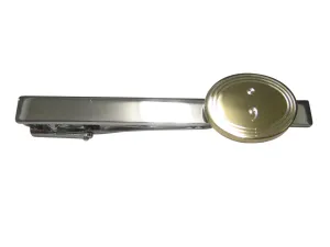 Gold Toned Etched Oval Semicolon Sign Pendant Tie Clip