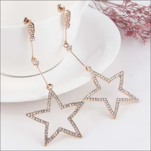 Golden dangling stars earrings