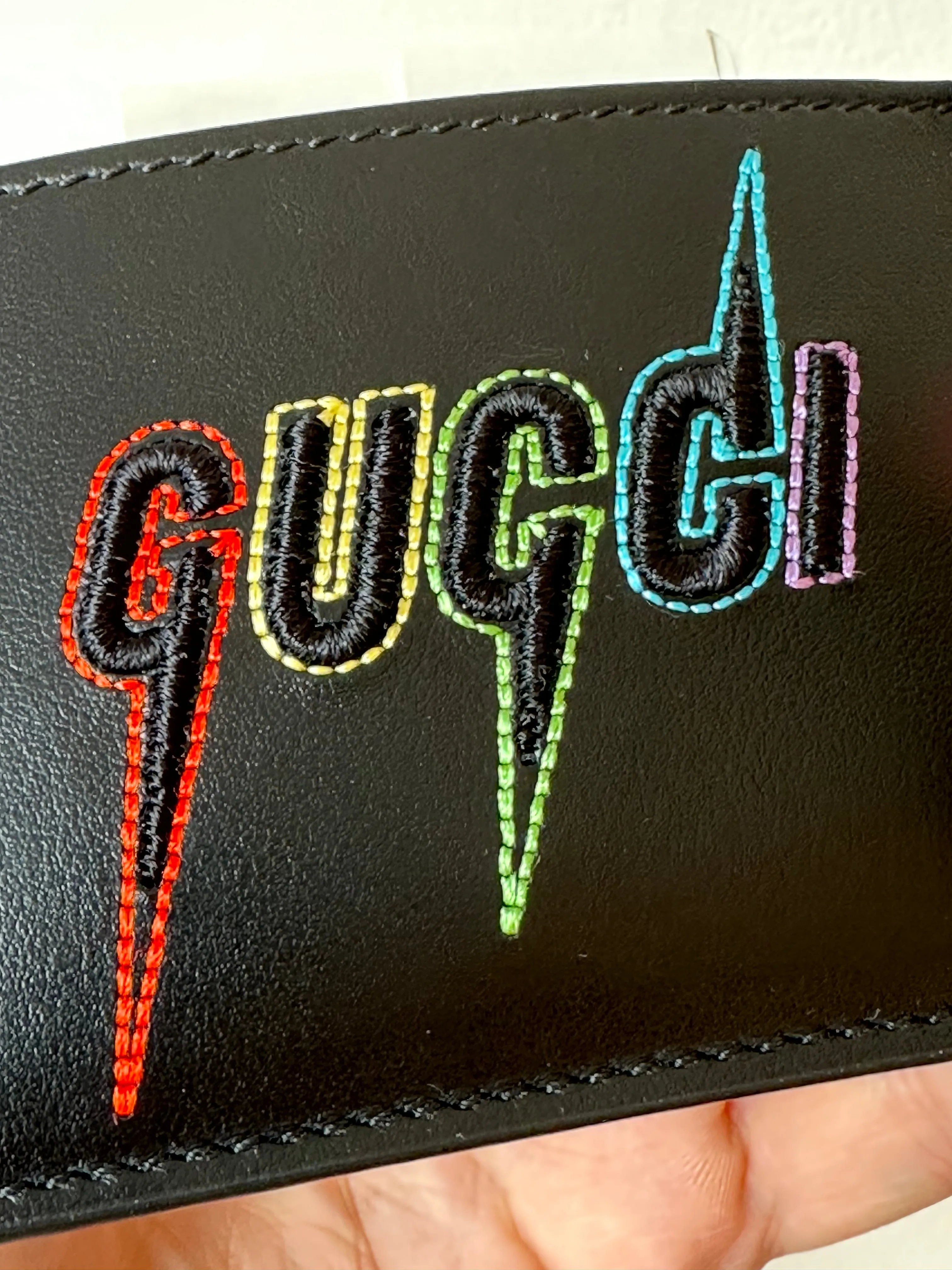 Gucci Blade Embroidered Card Case in Black