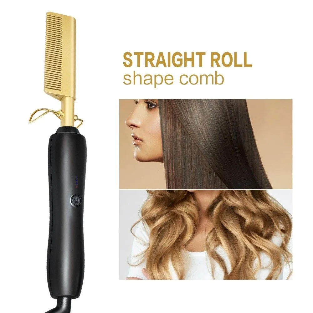 Hair Curler And Straightener Comb