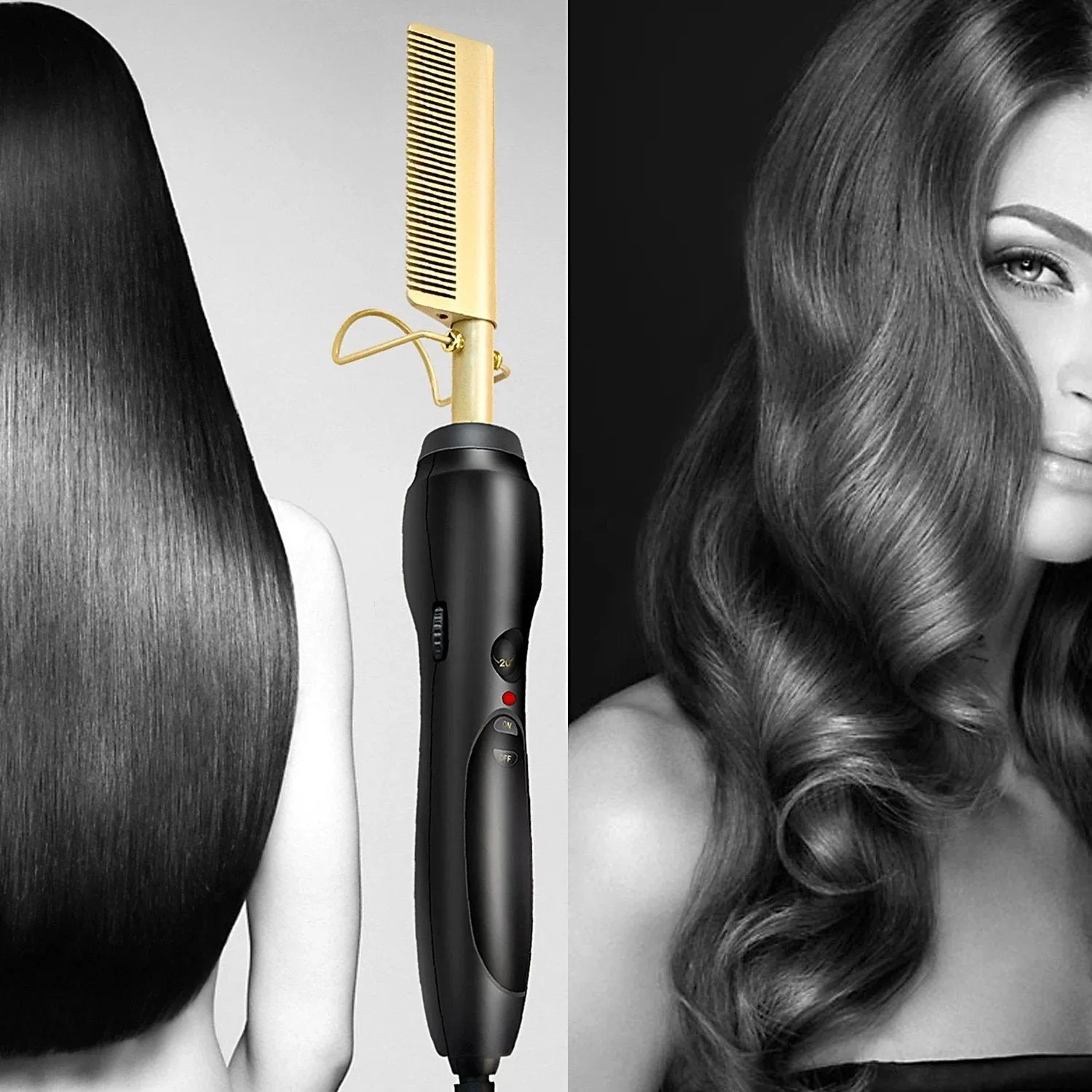 Hair Curler And Straightener Comb