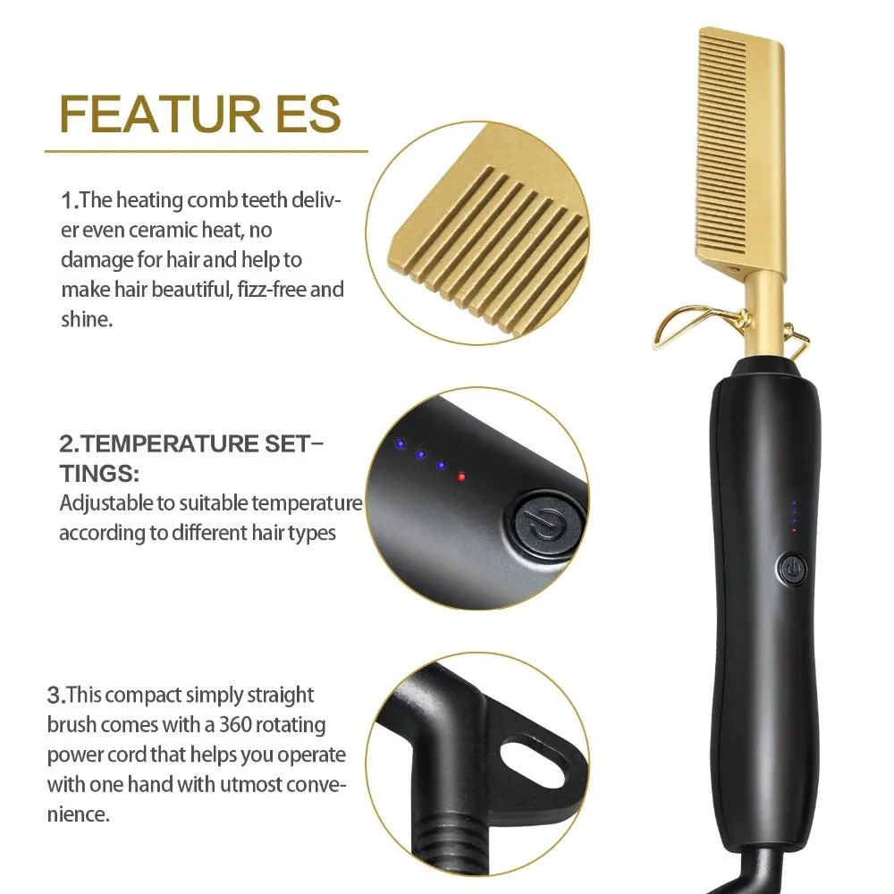 Hair Curler And Straightener Comb