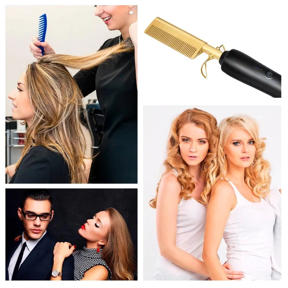 Hair Curler And Straightener Comb