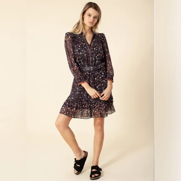 HALE BOB MIDI LEOPARD DRESS BLACK Size XS
