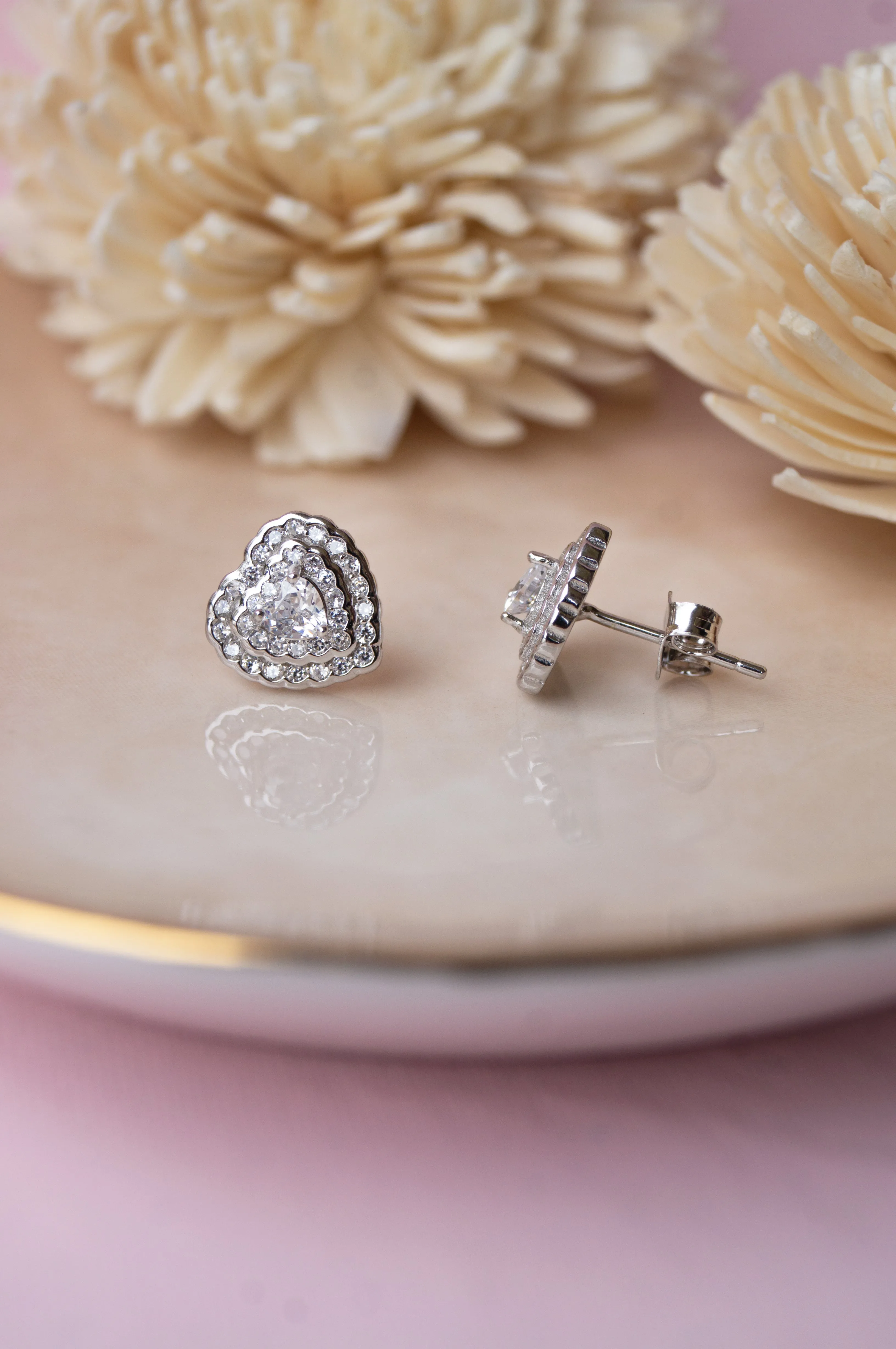 Happy Love Solitaire Sterling Silver Earrings