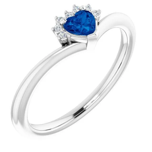 Heart Gemstone Lab-Grown Diamond Accent Ring