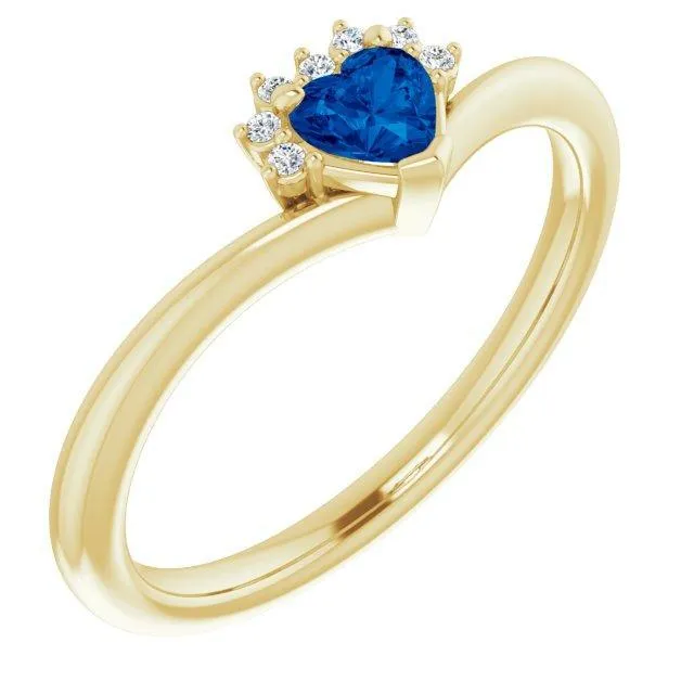 Heart Gemstone Lab-Grown Diamond Accent Ring