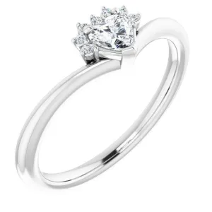 Heart Gemstone Lab-Grown Diamond Accent Ring