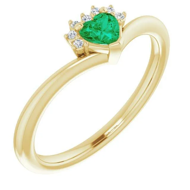Heart Gemstone Lab-Grown Diamond Accent Ring