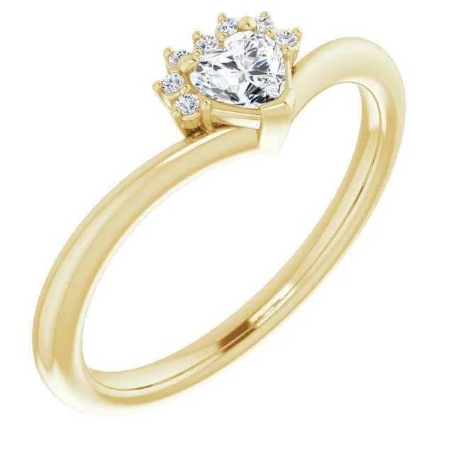 Heart Gemstone Lab-Grown Diamond Accent Ring