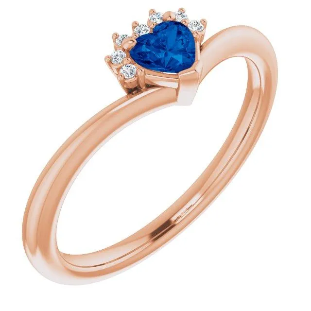 Heart Gemstone Lab-Grown Diamond Accent Ring