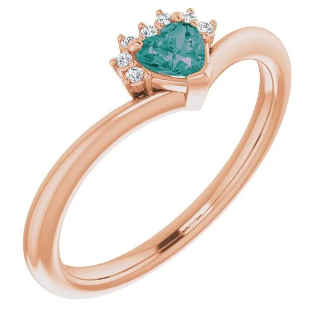 Heart Gemstone Lab-Grown Diamond Accent Ring