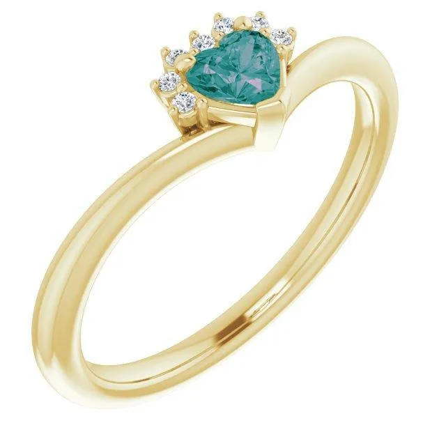 Heart Gemstone Lab-Grown Diamond Accent Ring