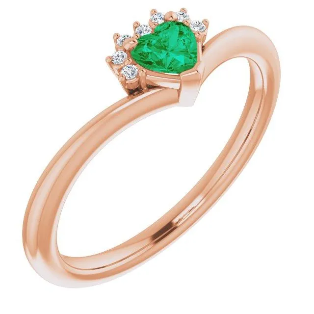 Heart Gemstone Lab-Grown Diamond Accent Ring