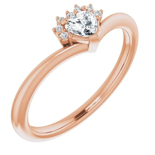 Heart Gemstone Lab-Grown Diamond Accent Ring