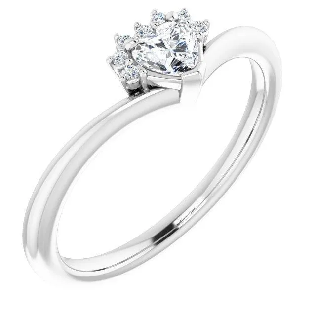 Heart Gemstone Lab-Grown Diamond Accent Ring