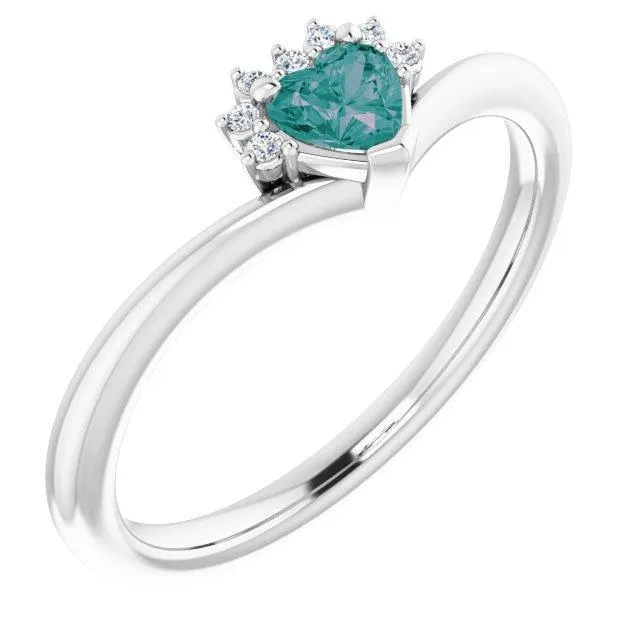 Heart Gemstone Lab-Grown Diamond Accent Ring