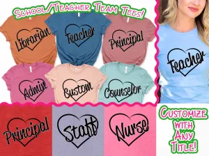 Heart Outline School Staff Tee