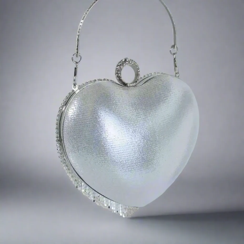 Heart Rhinestone Tassel Evening Bag