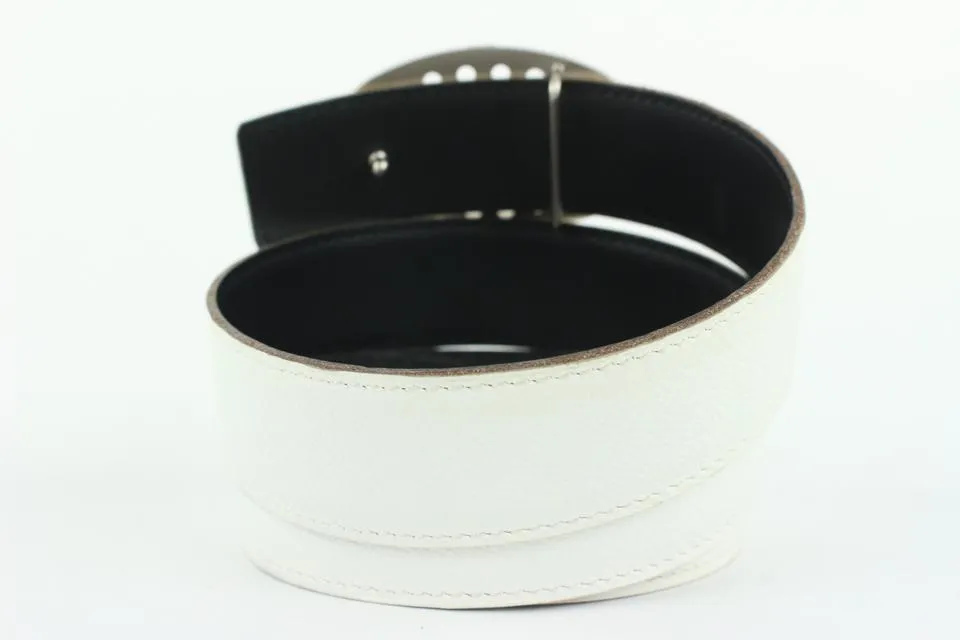 Hermès White x Black x Silver Reversible H Logo Belt Kit 864her49