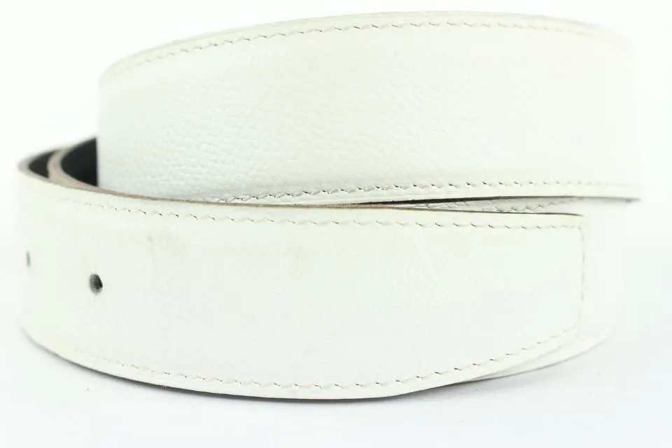 Hermès White x Black x Silver Reversible H Logo Belt Kit 864her49