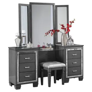 Homelegance Allura Vanity Dresser with Mirror in Gray 1916GY-15*