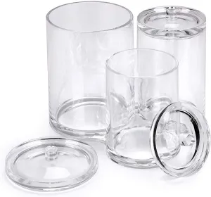 Homlly 3pc Acrylic Clear Cotton Ball and Swab Organizer