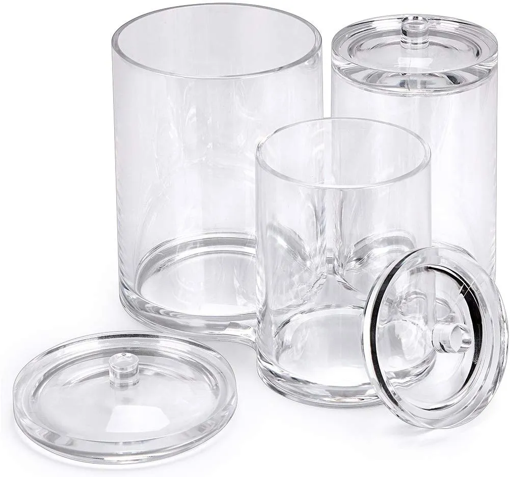 Homlly 3pc Acrylic Clear Cotton Ball and Swab Organizer