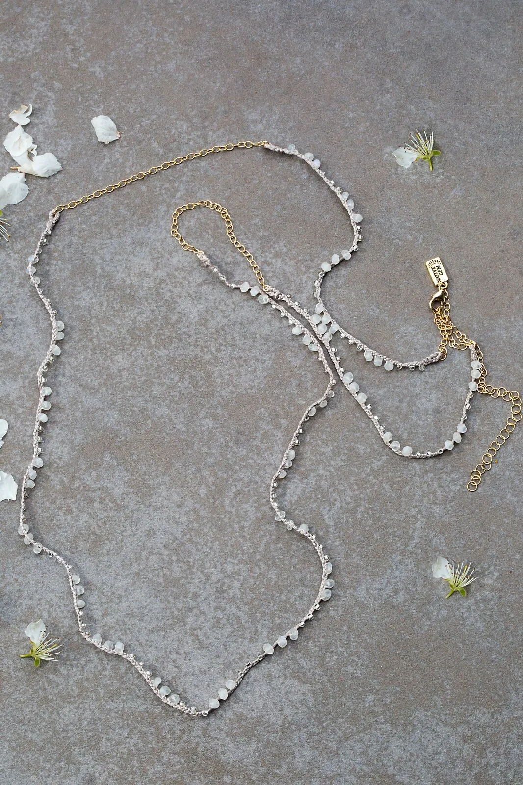 Ivy Ultra Long Moonstone Necklace-Convertible Wrap-Double Layer Necklace-Anklet