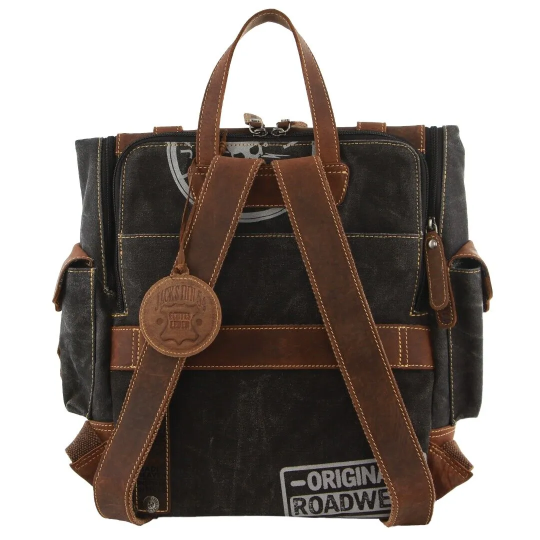 Jack's Inn Panama Canvas and Leather Vintage Backpack - Cognac