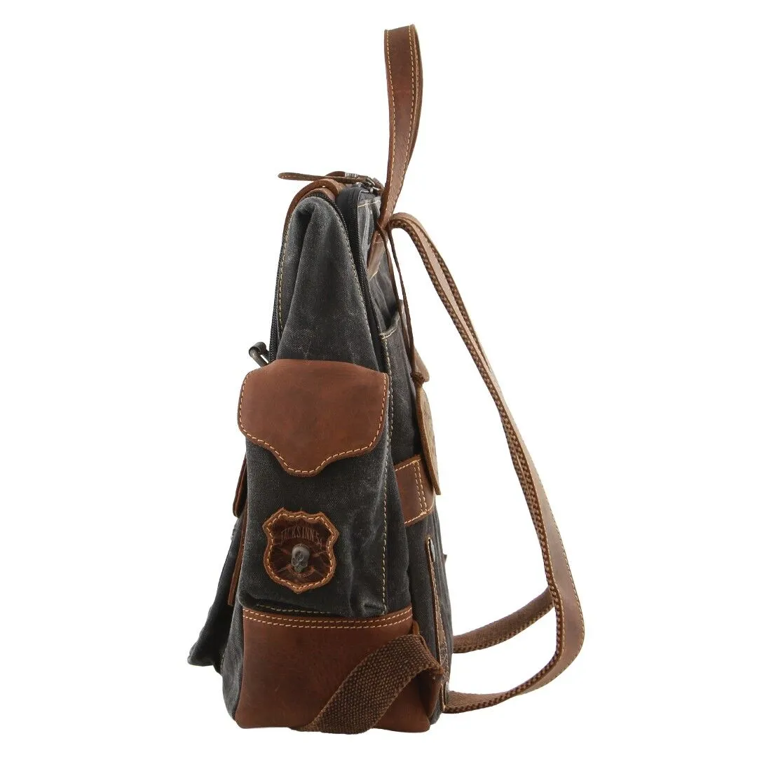 Jack's Inn Panama Canvas and Leather Vintage Backpack - Cognac