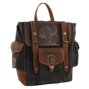 Jack's Inn Panama Canvas and Leather Vintage Backpack - Cognac